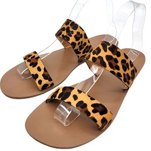 NWT J Crew Cheetah Print CalfHair Easy Summer Sandals Size 8M